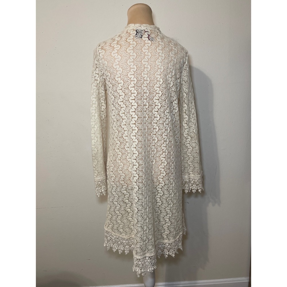 Heart N Crush Lace Crochet Cardigan Size M Cream Boho Cottagecore Festival Fairy - Picture 6 of 8